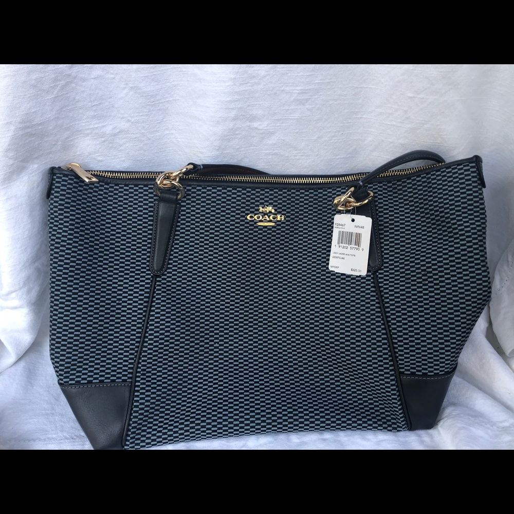 NWT Blue Coach Shoulder Bag with Jacquard pattern